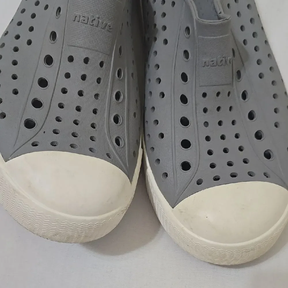 Native Gray and White Water Shoes with Perforated‎ Design